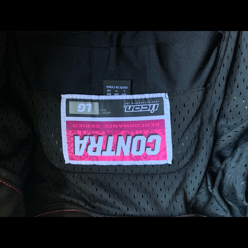 Icon motorcycle jacket with padding, size L, pink and black - Picture 3 of 16